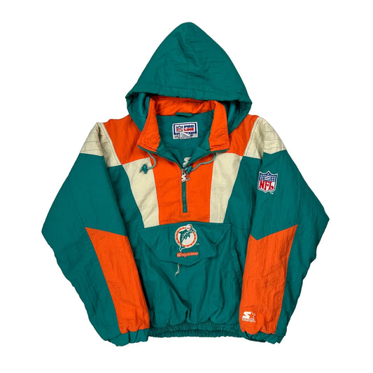 Miami Dolphins Starter Nfl Windbreaker - Medium Green Nylon