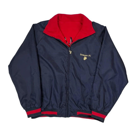 US Marine Corps The Bradford Exchange Reversible Windbreaker - Medium Blue Polyester