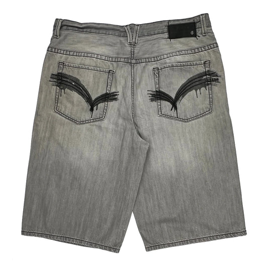 Unbranded Hip Hop Denim Shorts - 38W 12L Grey Cotton