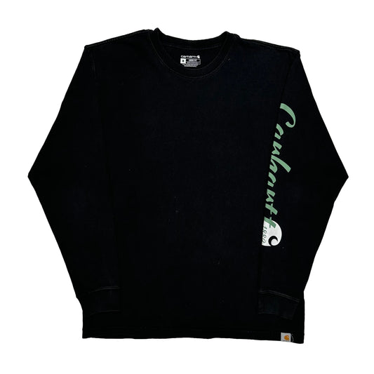 Carhartt Spellout Long Sleeve T-Shirt - Medium Black Cotton