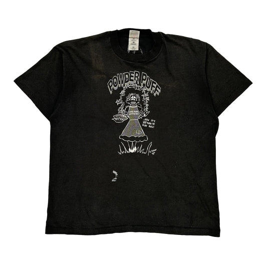 Powder Puff Fruit Of The Loom Single Stitch T-Shirt - XL Black Cotton Blend