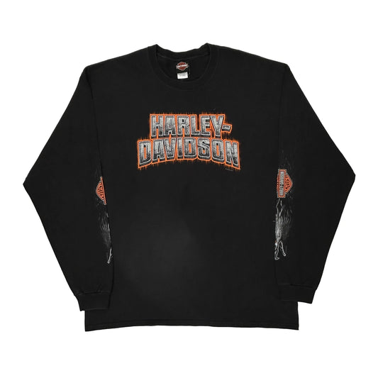 Greenville South Carolina Harley Davidson Graphic Long Sleeve T-Shirt - 2XL Black Cotton