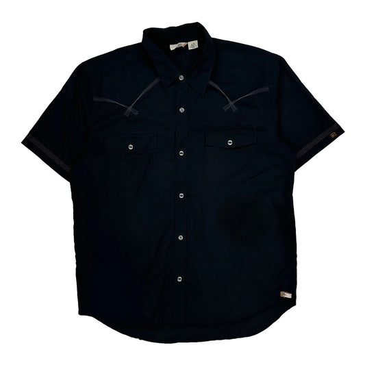 Vintage Quiksilver Short Sleeve Shirt - Large Black Cotton