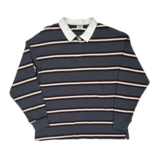Cotton On Striped Rugby Shirt - Large Blue Cotton