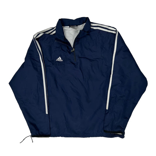 Adidas Striped Track Jacket - Large Navy Polyester