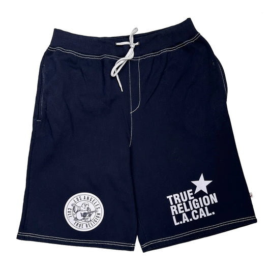 Los Angeles True Religion Graphic Sport Shorts - 2XL Navy Cotton