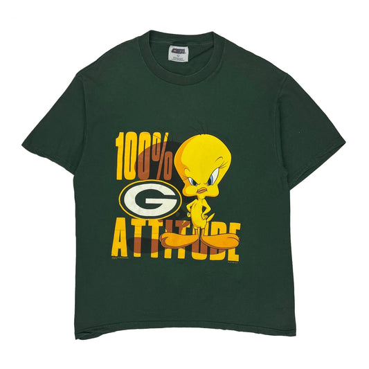 Green Bay Packers Looney Tunes Graphic T-Shirt - Large Green Cotton