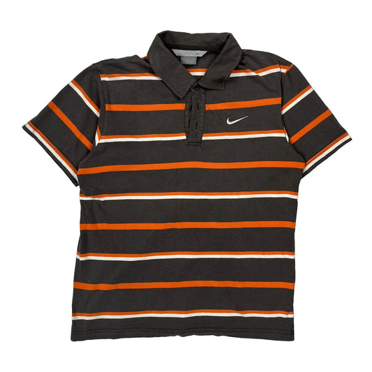 Nike Striped Polo Shirt - Medium Gray Cotton