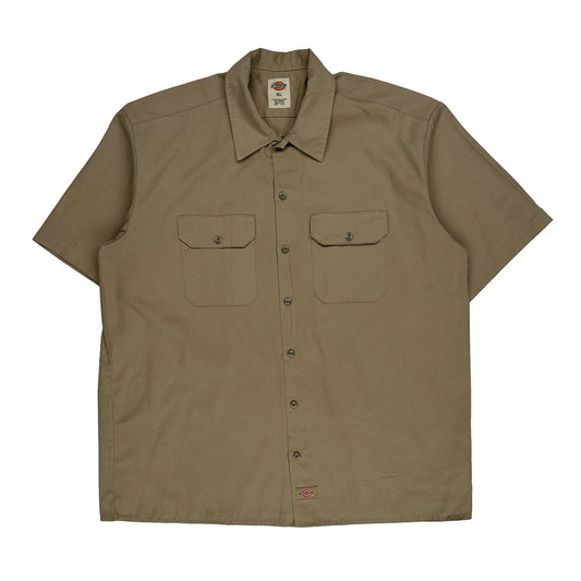 Dickies Short Sleeve Shirt - XL Khaki Cotton