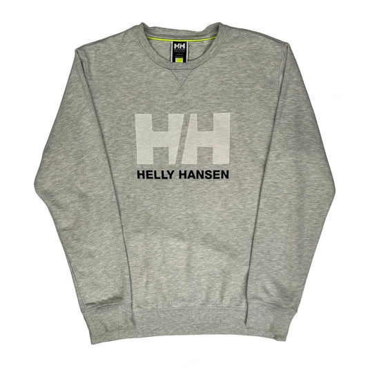 Vintage Helly Hansen Spellout Sweatshirt - XL Grey Cotton Blend
