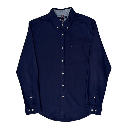 Tommy Hilfiger Slim Fit Shirt - Large Navy Cotton