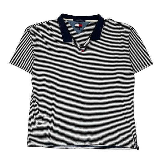 Tommy Jeans Striped Polo Shirt - 2XL Navy Cotton