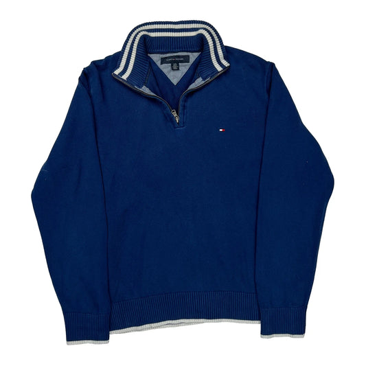 Tommy Hilfiger Collared 1/4 Zip - Large Blue Cotton