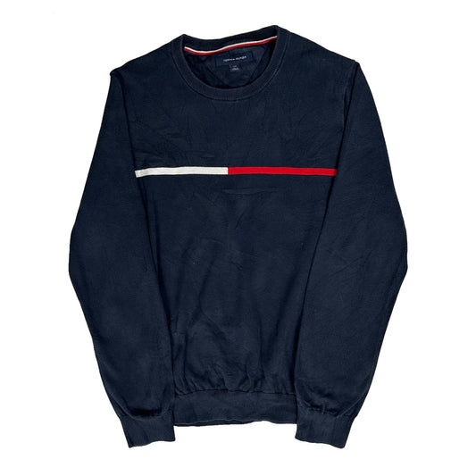 Vintage Tommy Hilfiger Striped Jumper - Large Navy Cotton