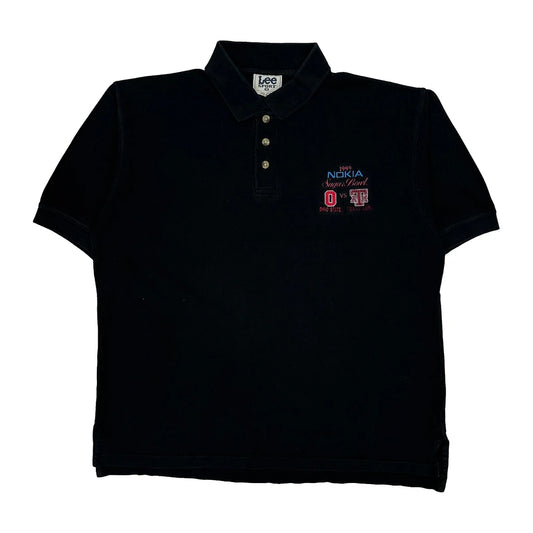 Ohio State Vs Texas Lee Sport Graphic Polo Shirt - Medium Black Cotton