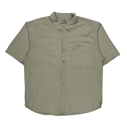Quiksilver Checked Short Sleeve Shirt - XL Beige Cotton