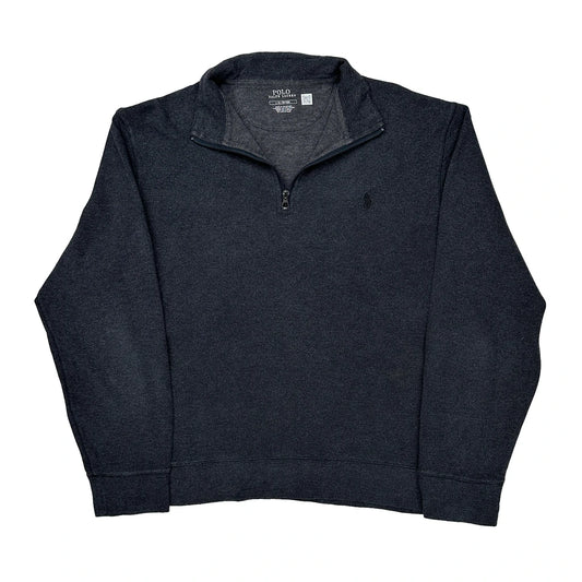 Vintage Polo By Ralph Lauren 1/4 Zip - Large Gray Cotton