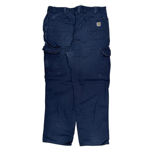 Original Fit Carhartt Cargo Trousers - 38W 32L Blue Cotton