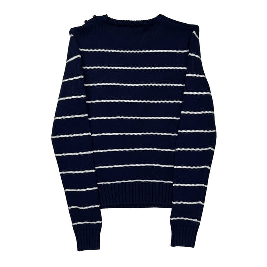 Ralph Lauren Sport Striped Jumper - Medium Navy Cotton