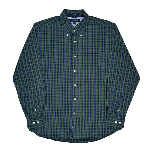 Tommy Hilfiger Checked Shirt - Large Green Cotton