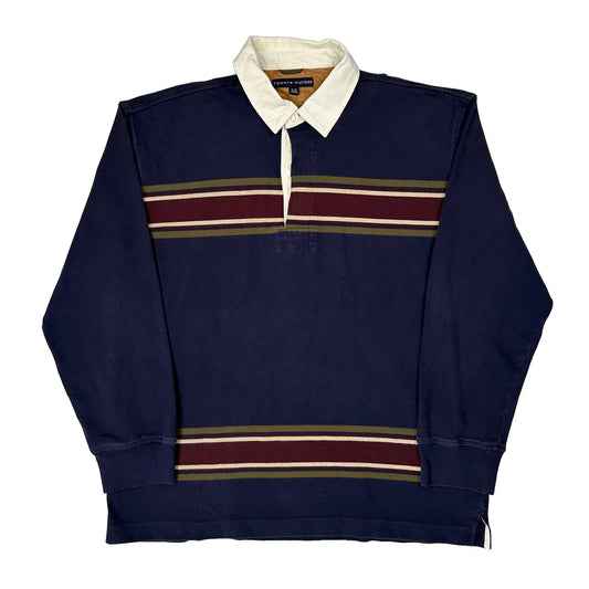 Tommy Hilfiger Striped Rugby Shirt - XL Navy Cotton