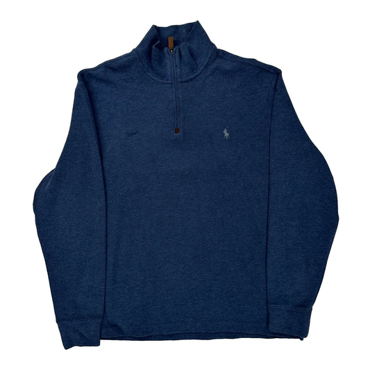 Polo By Ralph Lauren 1/4 Zip - Large Blue Cotton