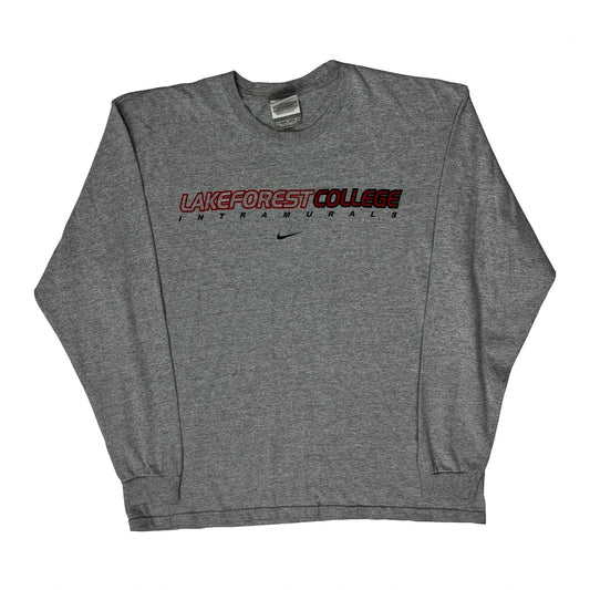 Lake Forest College Nike College Long Sleeve T-Shirt - Medium Grey Cotton Blend