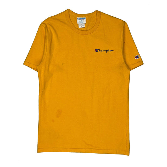 Logo Champion Spellout T-Shirt - Medium Yellow Cotton