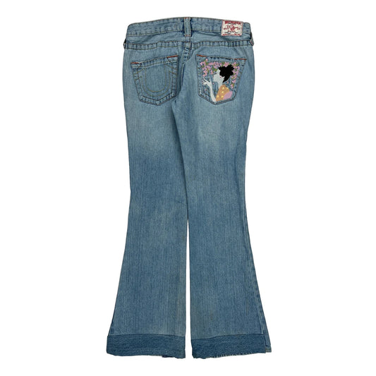 True Religion Flared Jeans - 30W UK 8 Light Wash Cotton