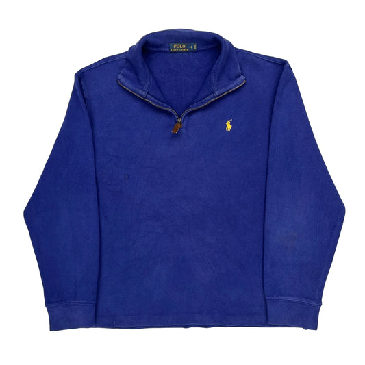 Polo By Ralph Lauren 1/4 Zip - Large Blue Cotton