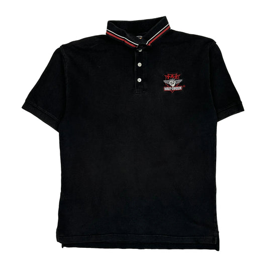 Warner Bros Harley Davidson Graphic Polo Shirt - Small Black Cotton