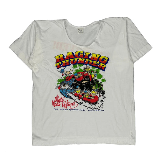 Vintage White Water Rafting Unbranded Graphic T-Shirt - XL White Cotton