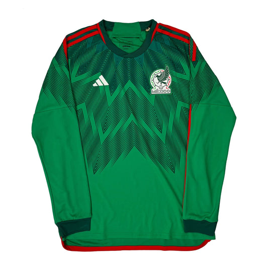 Vintage Mexico National Team Adidas 2022-23 Away Long Sleeve Football Shirt - Large Green Polyester
