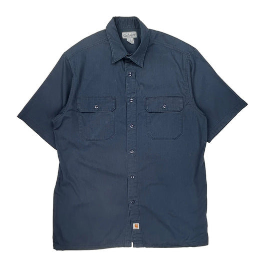 Carhartt Short Sleeve Shirt - Large Blue Polyester Blend