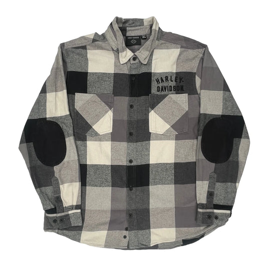 Harley Davidson Checked Flannel Shirt - 2XL Black Cotton