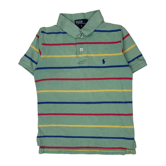 Age 4-5 Polo By Ralph Lauren Striped Polo Shirt - Small Green Cotton