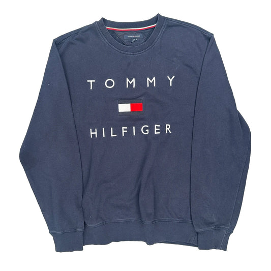 Tommy Hilfiger Spellout Sweatshirt - XL Navy Cotton