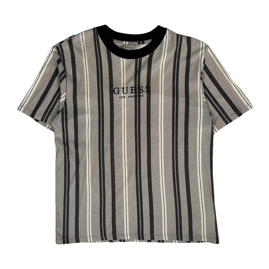 Guess Striped T-Shirt - Small Grey Cotton