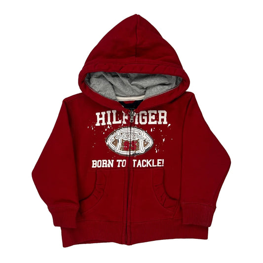 Age 2 Tommy Hilfiger Graphic Hoodie - 3XS Red Cotton