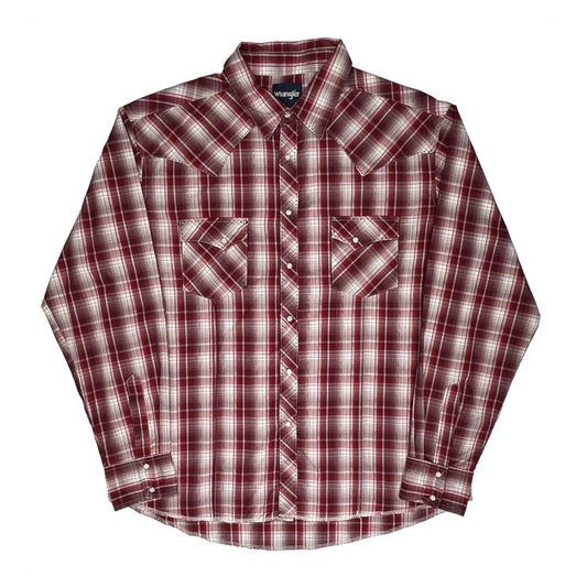 Wrangler Checked Patterned Shirt - XL Burgundy Cotton