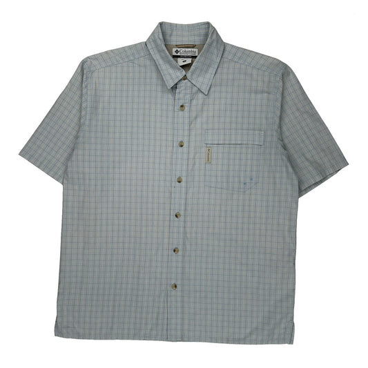 Columbia Checked Short Sleeve Shirt - Large Blue Cotton