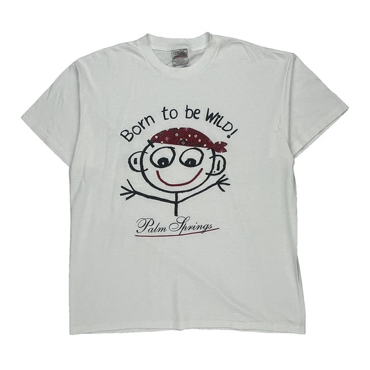 Palm Springs Oneita Graphic T-Shirt - XL White Cotton Blend