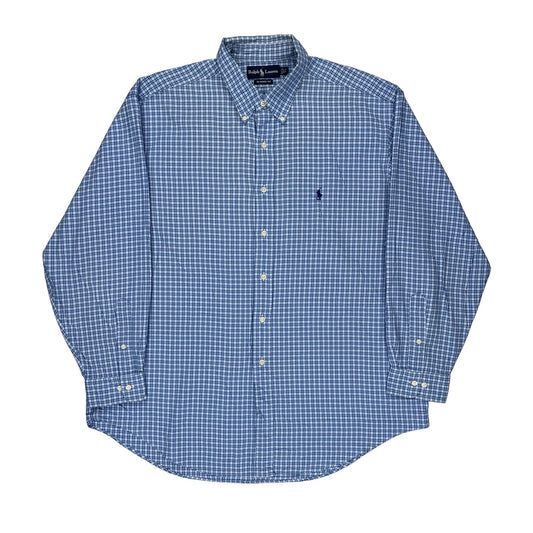 Ralph Lauren Checked Shirt - XL Blue Cotton