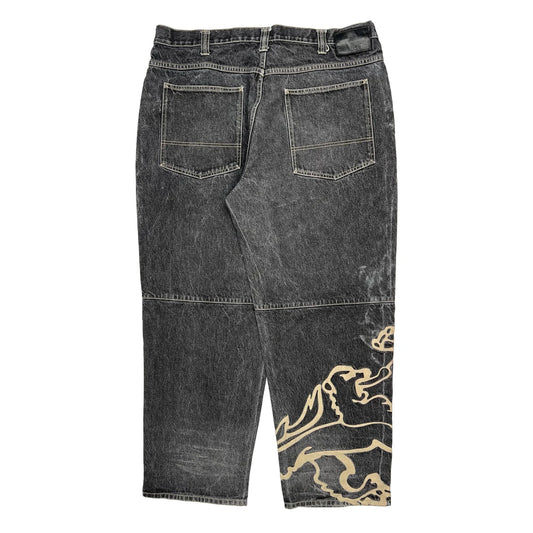 Sean John Graphic Jeans - 42W 30L Black Cotton
