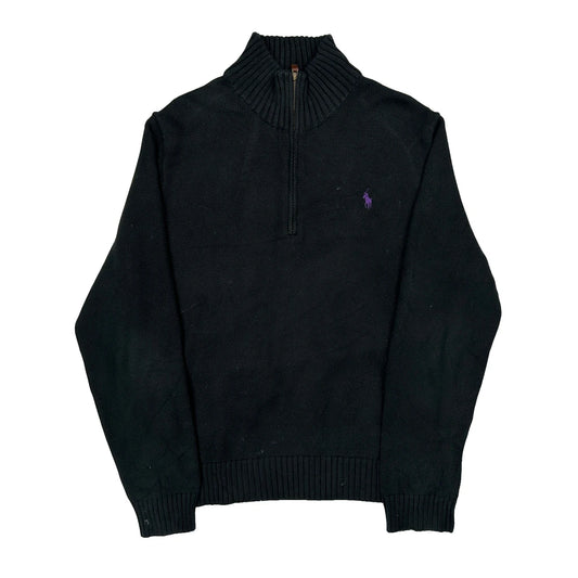 Vintage Polo By Ralph Lauren 1/4 Zip - Large Black Cotton