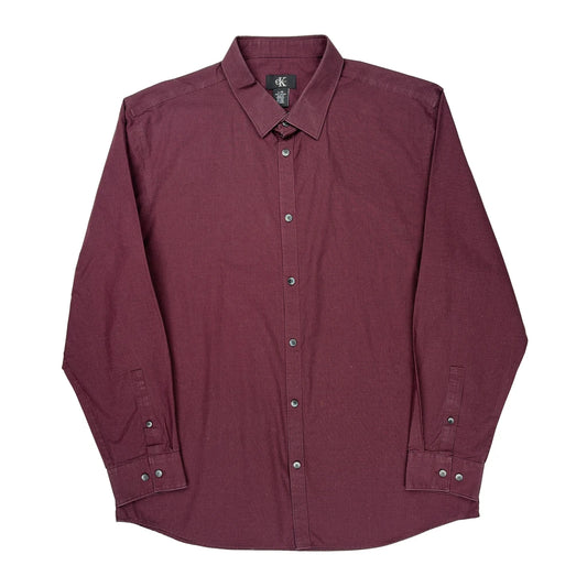 Calvin Klein Shirt - Large Burgundy Cotton