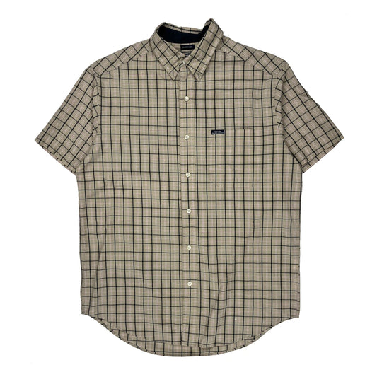 Chaps Ralph Lauren Checked Short Sleeve Shirt - Medium Beige Cotton Blend