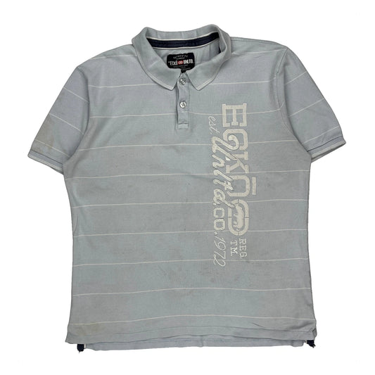 Ecko Unltd Striped Polo Shirt - 2XL Grey Cotton