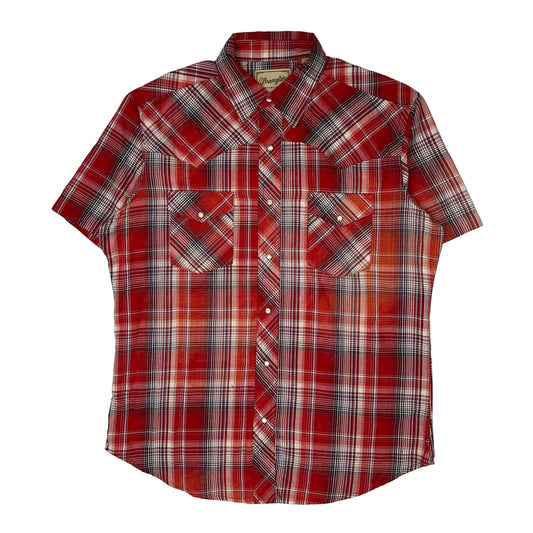 Wrangler Checked Flannel Shirt - Large Red Cotton