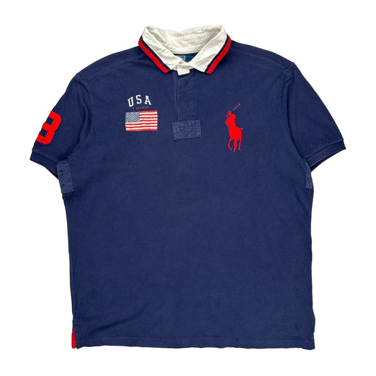USA Flag Polo By Ralph Lauren Graphic Rugby Shirt - XL Red Cotton